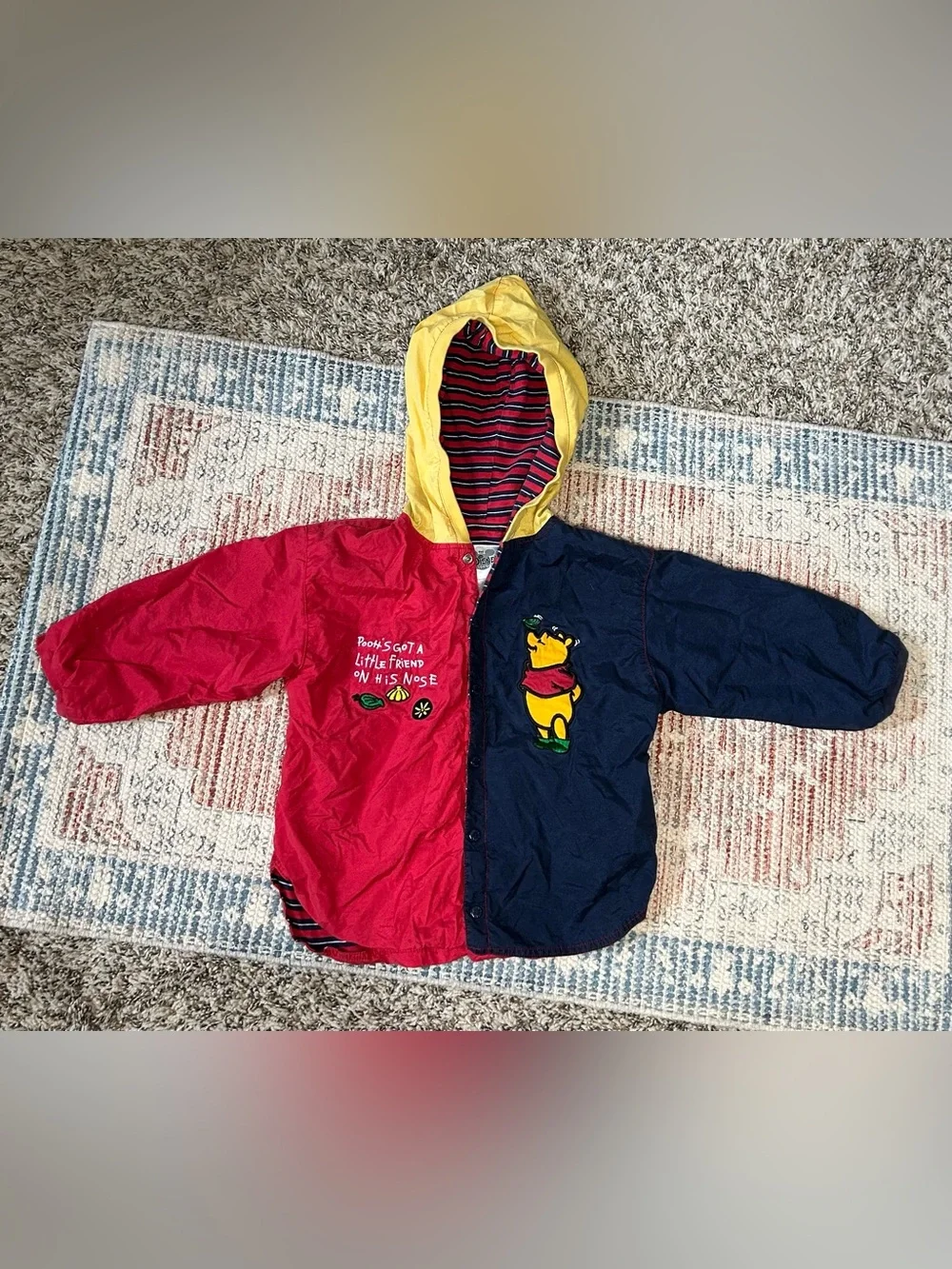🍯VINTAGE WINNIE THE POOH Kids’ Nautical The Disney Store Snap Button Jacket - 2T